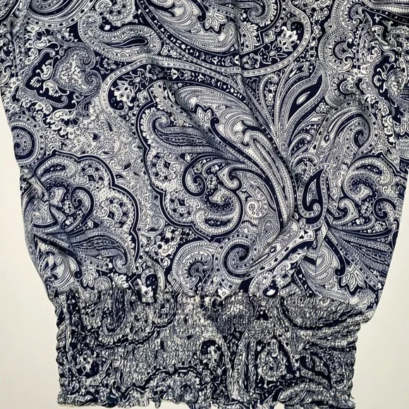 MICHAEL KORS LUXURY BRAND PAISLEY TOP WITH SMOCKED HEM DESIGNER BRAND - Picture 3 of 6
